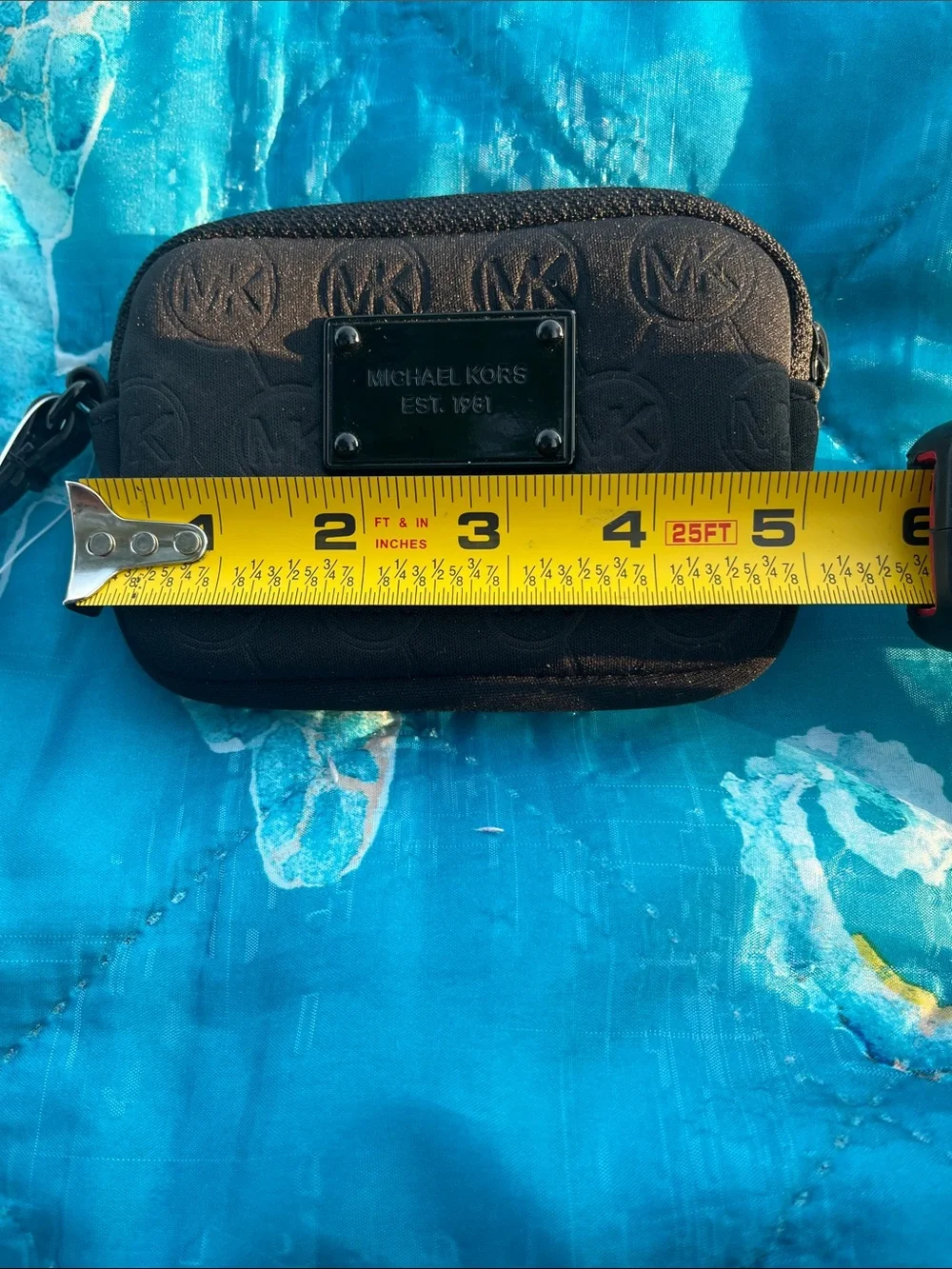 Michael Kors Black Embossed MK Wristlet Electronics Case